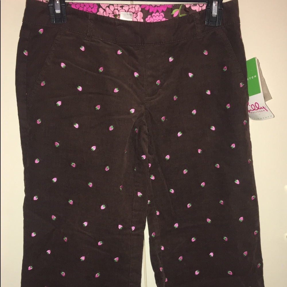 NWT Lilly Pulitzer Strawberry Corduroy Capris